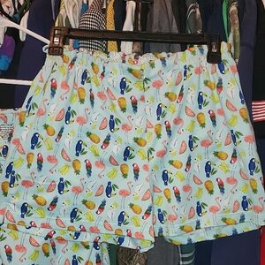 Cuddl Duds Tropical Bird Print Shorts